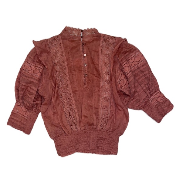 Free People pink lace bohemian top - Picture 2 of 3